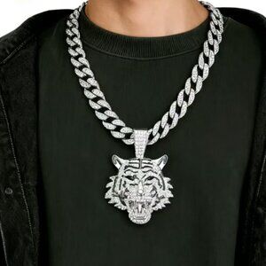 Oversized Tiger Pendant Statement Necklace /Multiple colors available